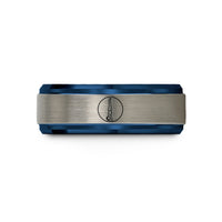 tungsten ring for him – blue & gray tungsten headstand sirsasana circle wedding band