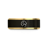 tungsten ring for him – black & gold tungsten lion cub wedding band