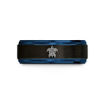 him tungsten wedding bands – black & blue tungsten turtle view wedding band