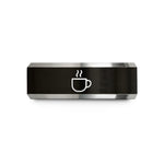 tungsten carbide band him – black & gray tungsten coffee cup steam wedding band