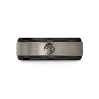 ring for him simple – black & grey tungsten crested guinea pig wedding band