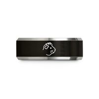 ring for him simple – black & silver tungsten crested guinea pig wedding band
