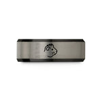 simple ring for him – black & grey tungsten crested guinea pig wedding band