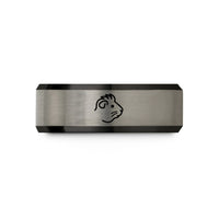 simple ring for him – black & grey tungsten crested guinea pig wedding band