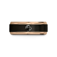 simple ring for him – black & rose gold tungsten crested guinea pig wedding band