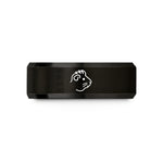 engraved band for him – black tungsten crested guinea pig wedding band