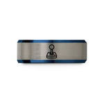 tungsten men's band ring – blue & silver tungsten joystick wedding band