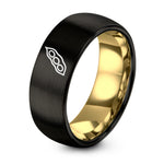 Tungsten Carbide Ring Men – black & gold tungsten soybean pod ring