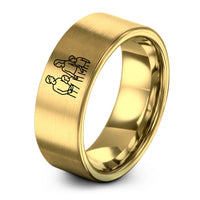 engraved promise rings set – gold tungsten family four ring