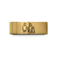 custom engraved rings set – gold tungsten family four wedding band