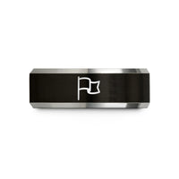 engraved tungsten rings couples – black & gray tungsten folded flag wedding band