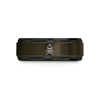 engraved tungsten rings couples – gunmetal & black tungsten skull mohawk crossbones wedding band