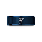 couples matching tungsten rings – blue tungsten airplane dotted path wedding band