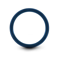 unisex tungsten promise ring – airplane dotted path engraving on blue tungsten wedding band