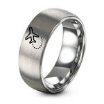 Tungsten Carbide Ring Women – silver tungsten airplane dotted path ring