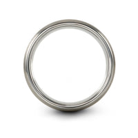 tungsten band for men – airplane dotted path engraving on silver tungsten wedding band