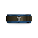 his and hers tungsten bands – gunmetal & blue tungsten antibody y shape wedding band