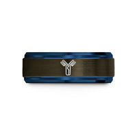 his and hers tungsten bands – gunmetal & blue tungsten antibody y shape wedding band