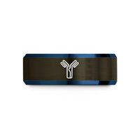 his and hers tungsten bands – gunmetal & blue tungsten antibody y shape wedding band