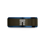 engraved tungsten wedding bands – gunmetal & blue tungsten arc de triomphe wedding band