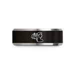 custom tungsten men rings – black & silver tungsten bat transformation wedding band