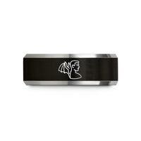 custom tungsten men rings – black & silver tungsten bat transformation wedding band