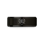 custom men rings online – black tungsten interlinked heart wedding band
