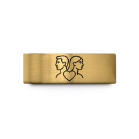 custom men rings online – gold tungsten interlinked heart wedding band