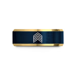 tungsten rings for her – gold & blue tungsten progress chevron band wedding band