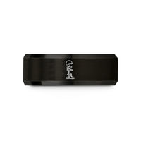 unisex engraved wedding bands – black tungsten battlefield cross wedding band