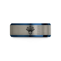 black blue tungsten ring – black & blue & grey tungsten ray lens wedding band
