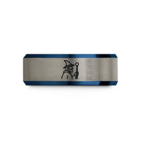 black blue tungsten ring – black & blue & silver tungsten wizard staff wedding band