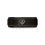 comfort-fit rings him – black & gold tungsten binary heart wedding band