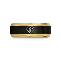 him gold wedding band – black & gold tungsten binary heart wedding band