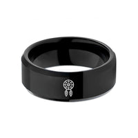comfort fit tungsten ring – black tungsten dreamcatcher feathers wedding band