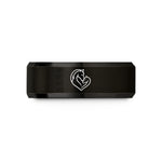 men’s tough wedding ring – black & gold tungsten mare foal wedding band