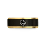 women’s wide wedding band – black & gold tungsten mare foal wedding band