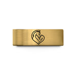 orange black ring design – gold tungsten mare foal wedding band