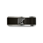 comfortable tungsten ring him – black & silver tungsten shelf road wedding band
