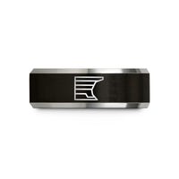 comfortable tungsten ring him – black & silver tungsten shelf road wedding band