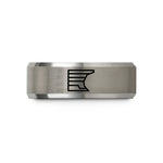 engraved tungsten ring him – black & grey tungsten shelf road wedding band