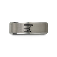 engraved tungsten ring him – black & grey tungsten shelf road wedding band