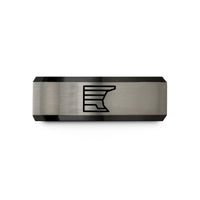 comfortable tungsten ring him – black & silver tungsten shelf road wedding band