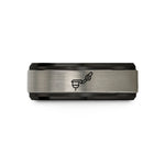 engraved tungsten men's ring – black & grey tungsten stylus tonearm wedding band