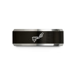 men's tungsten wedding band – black & gray tungsten stylus tonearm wedding band