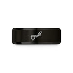engraved tungsten men's ring – black tungsten stylus tonearm wedding band