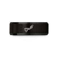 engraved tungsten men's ring – black tungsten stylus tonearm wedding band