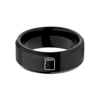 tungsten men's engraved jewelry – black tungsten compact flash card wedding band
