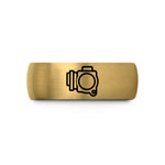 mens durable wedding band – black & gold tungsten throttle wedding band