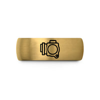 mens durable wedding band – black & gold tungsten throttle wedding band